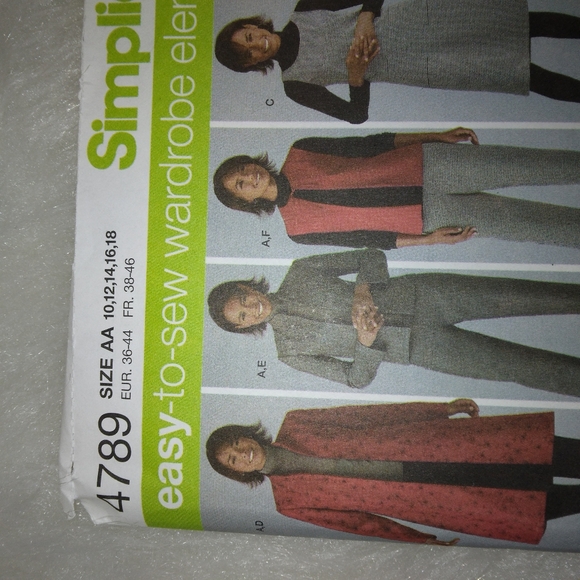 SIMPLICITY 4789 Sz 10-18 Misses separates jumper dress pants duster jacket vest - Picture 2 of 5